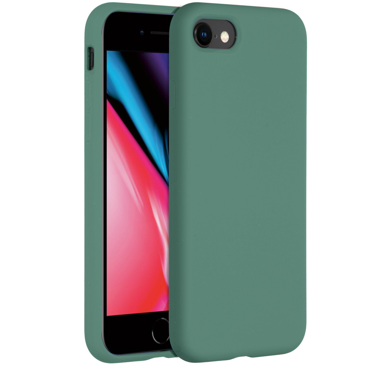 Accezz Liquid Silicone Backcover Apple iPhone SE (2022 / 2020) / 8 / 7 - Donkergroen - Afbeelding 3