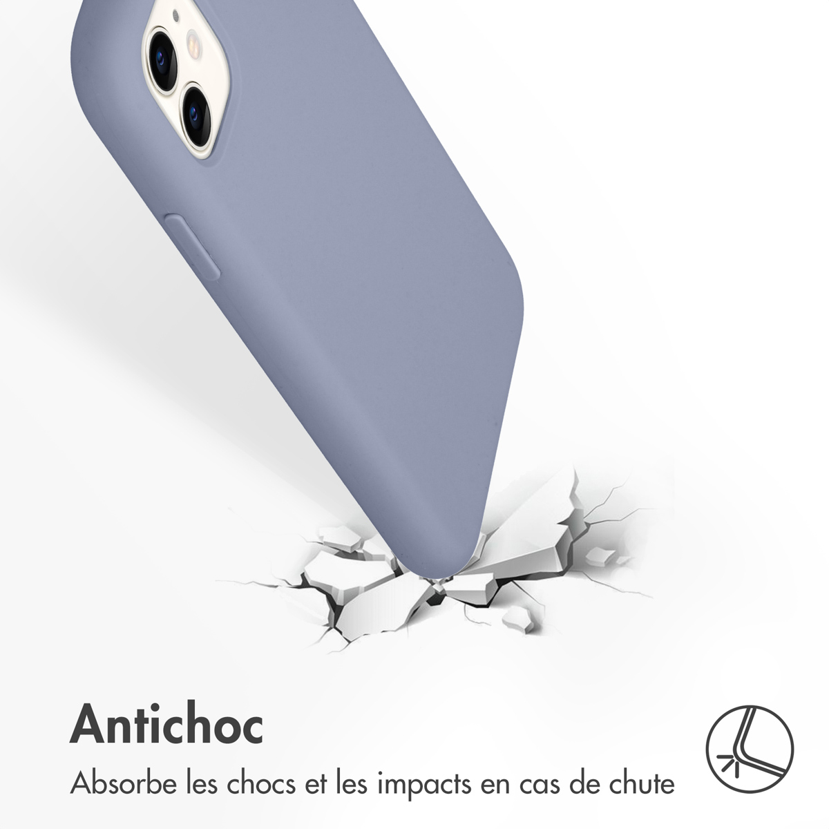 Accezz Liquid Silicone Backcover Apple iPhone 11 - Lavender Gray - Afbeelding 6