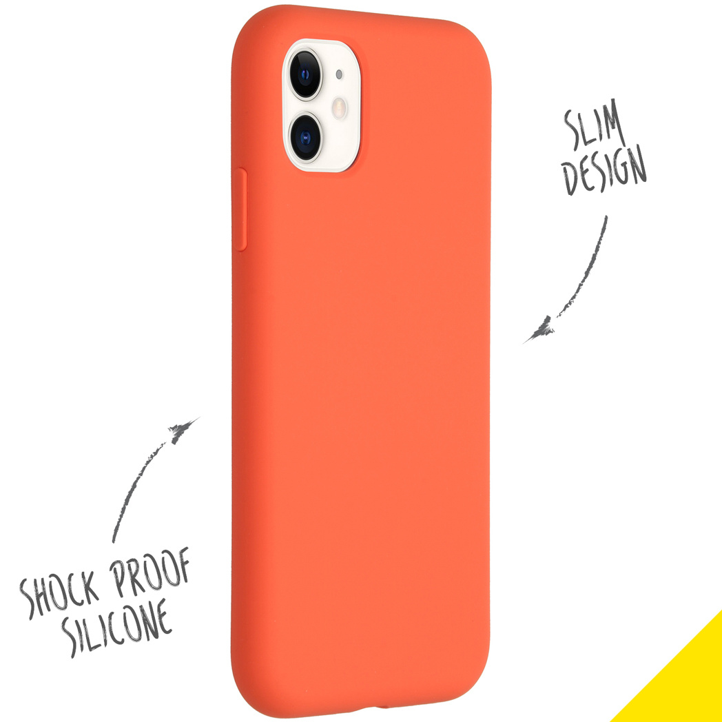 Accezz Liquid Silicone Backcover Apple iPhone 11 - Nectarine - Afbeelding 5