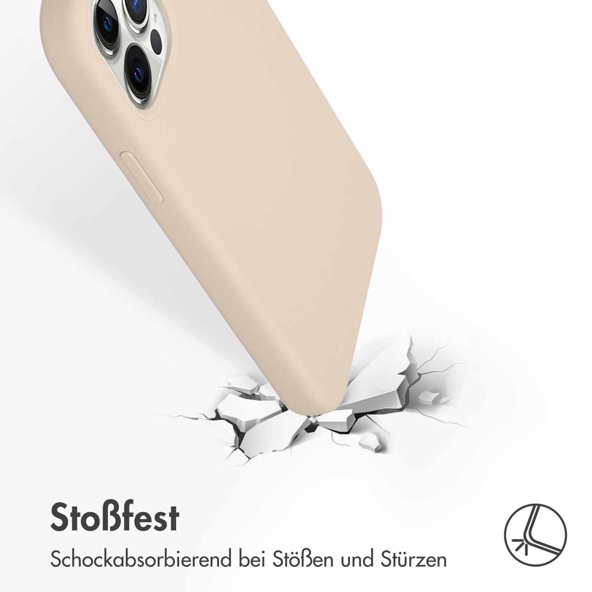 Accezz Liquid Silicone Backcover Apple iPhone 12 (Pro) - Stone - Afbeelding 9