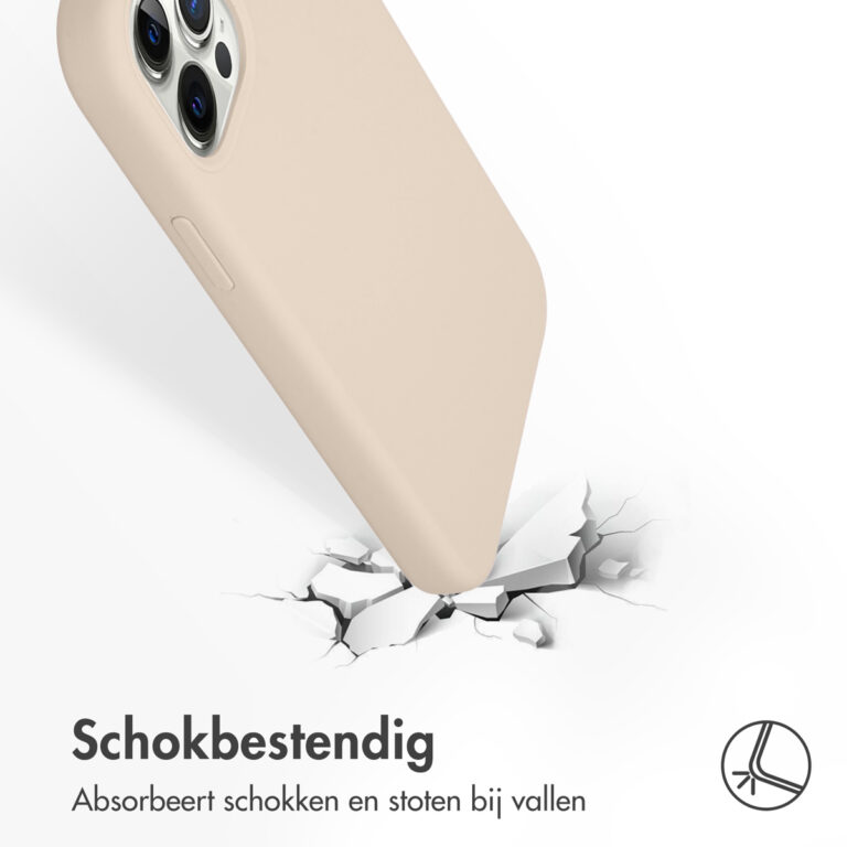 Accezz Liquid Silicone Backcover Apple iPhone 12 (Pro) - Stone - Afbeelding 3