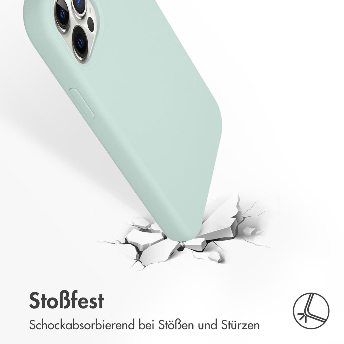 Accezz Liquid Silicone Backcover Apple iPhone 12 (Pro) - Sky Blue - Afbeelding 8