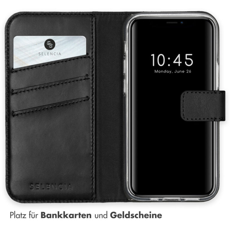 Selencia Echt Lederen Bookcase Apple iPhone 12 Mini - Zwart - Afbeelding 9