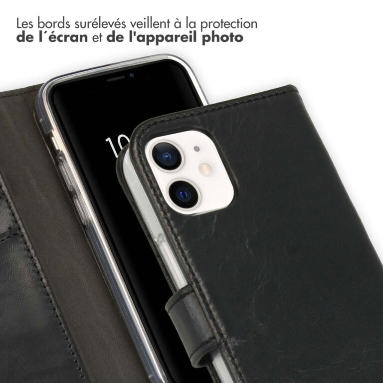Selencia Echt Lederen Bookcase Apple iPhone 12 Mini - Zwart - Afbeelding 5