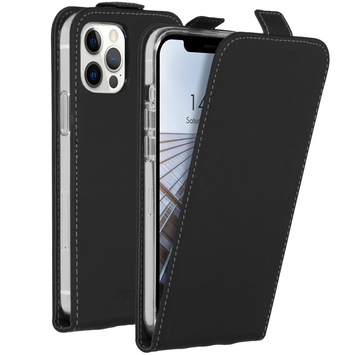 Accezz Flipcase Apple iPhone 12 (Pro) – Zwart