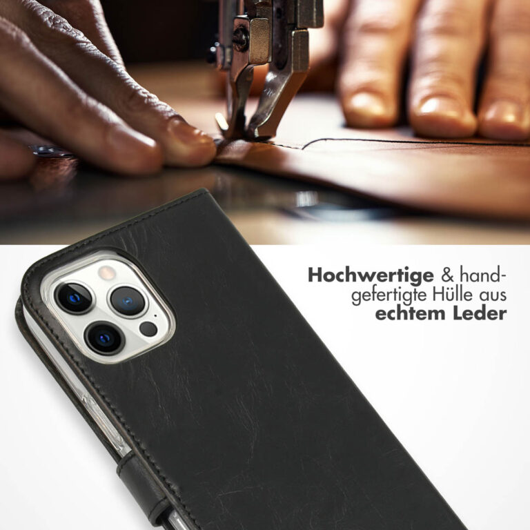 Selencia Echt Lederen Bookcase Apple iPhone 12 Pro Max - Zwart - Afbeelding 10