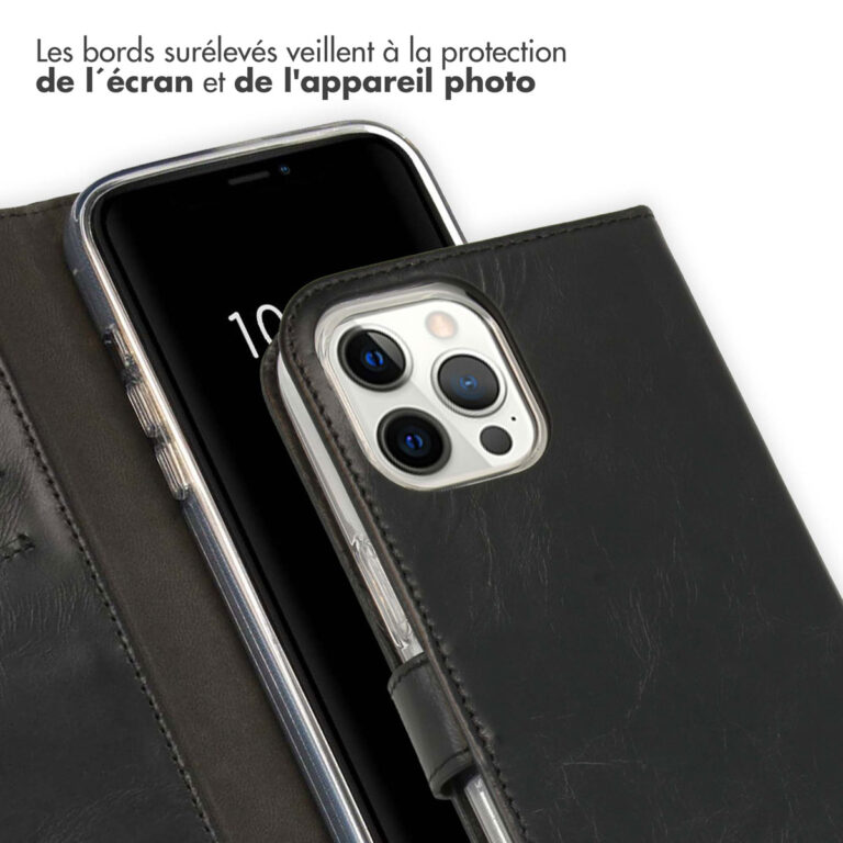 Selencia Echt Lederen Bookcase Apple iPhone 12 Pro Max - Zwart - Afbeelding 5