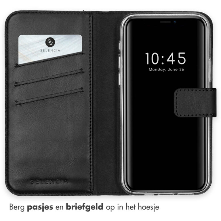 Selencia Echt Lederen Bookcase Apple iPhone 12 Pro Max - Zwart - Afbeelding 3