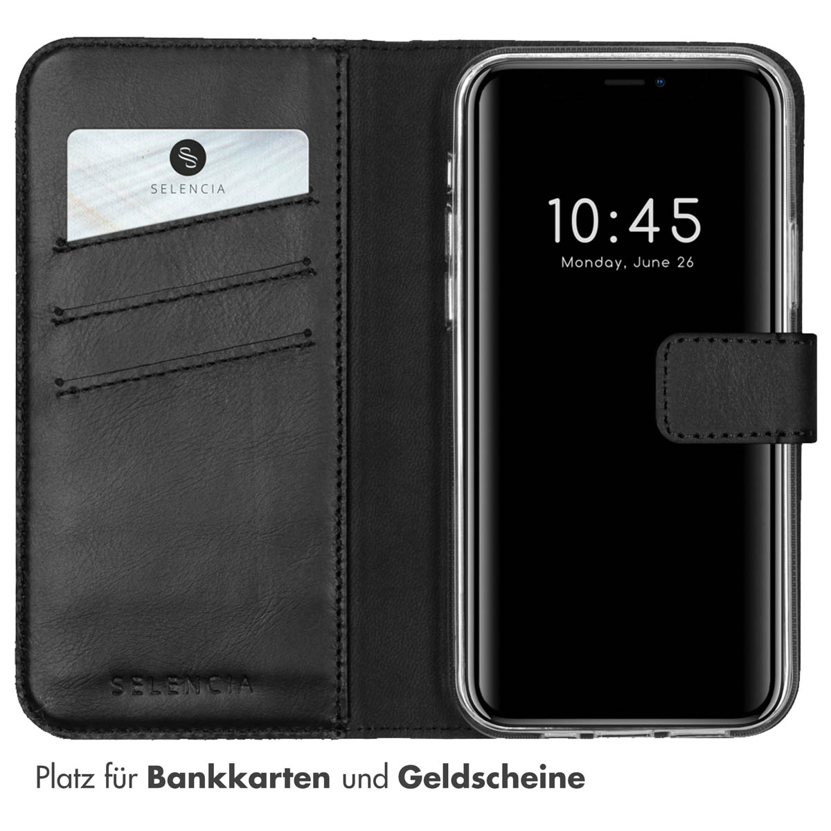 Selencia Echt Leren Bookcase Apple iPhone 12 (Pro) - Zwart - Afbeelding 5