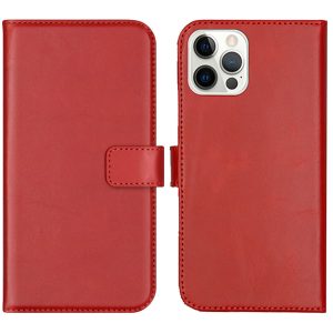 Selencia Echt Leren Bookcase Apple iPhone 12 (Pro) - Rood