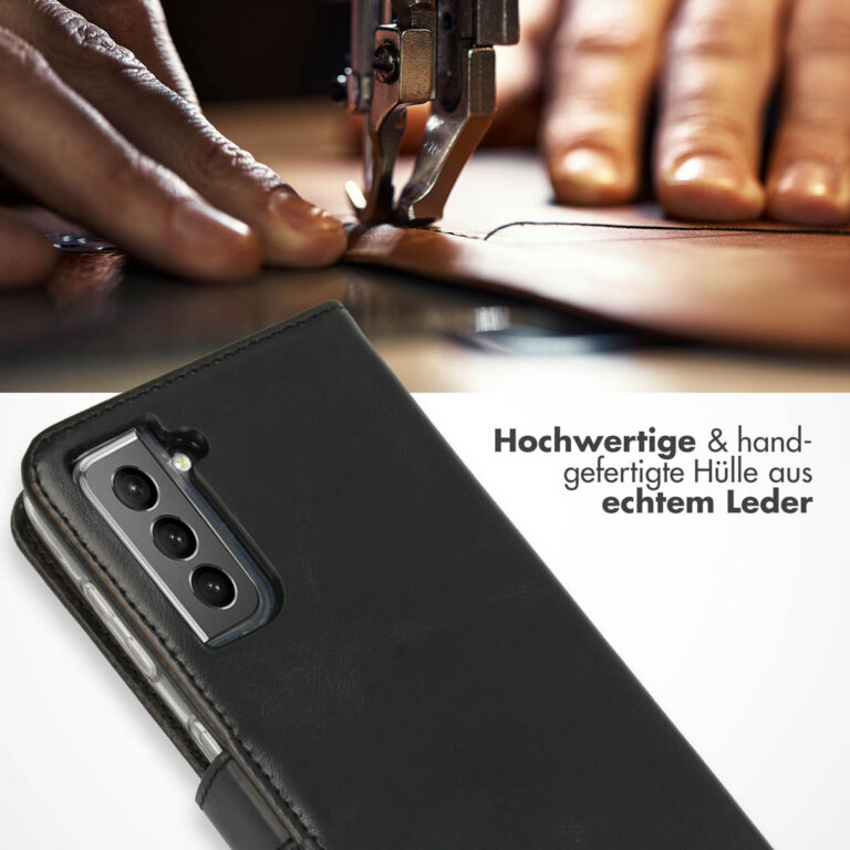 Selencia Echt Lederen Bookcase Samsung Galaxy S21 - Zwart - Afbeelding 10