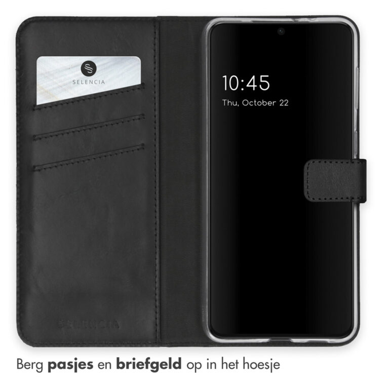 Selencia Echt Lederen Bookcase Samsung Galaxy S21 - Zwart - Afbeelding 3