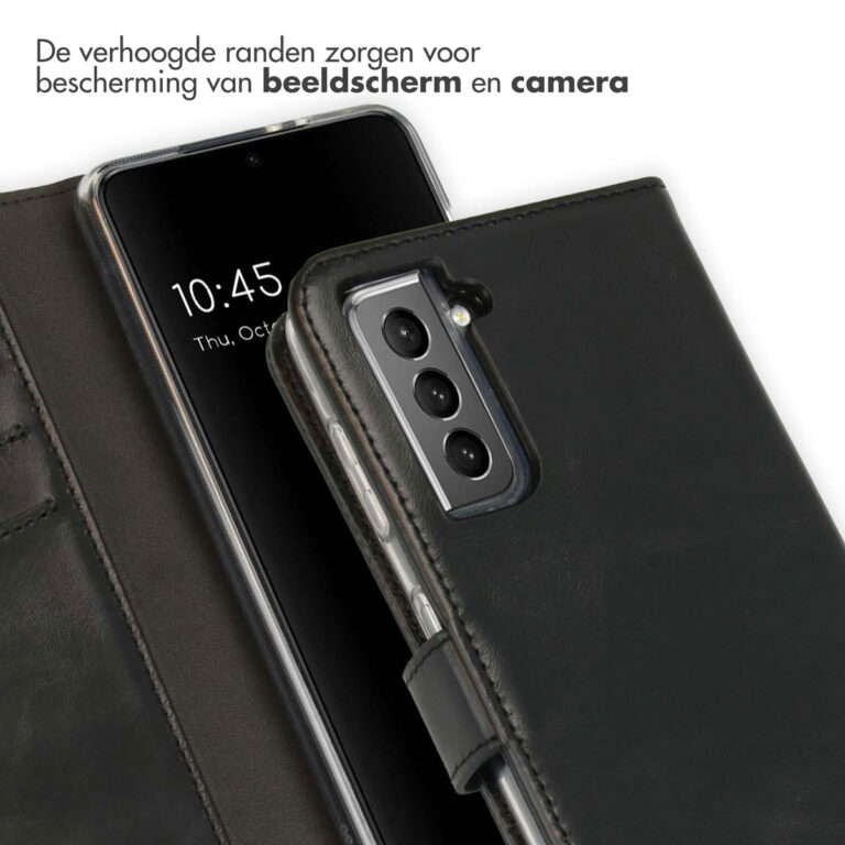 Selencia Echt Lederen Bookcase Samsung Galaxy S21 - Zwart - Afbeelding 2