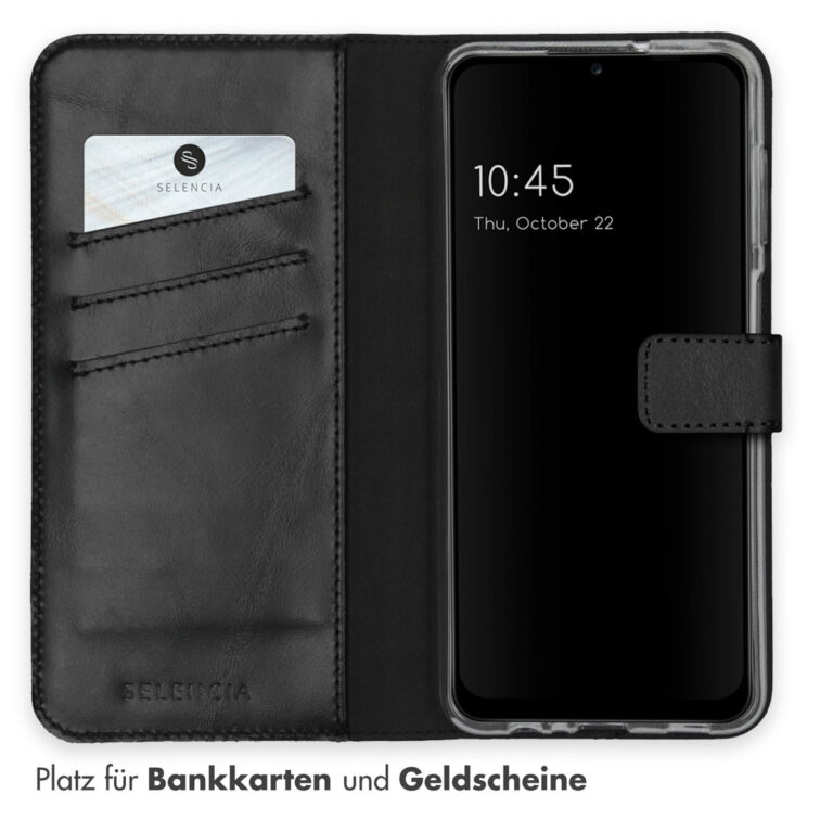 Selencia Echt Lederen Bookcase Samsung Galaxy A12 - Zwart - Afbeelding 9