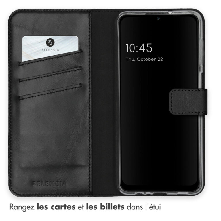 Selencia Echt Lederen Bookcase Samsung Galaxy A12 - Zwart - Afbeelding 6