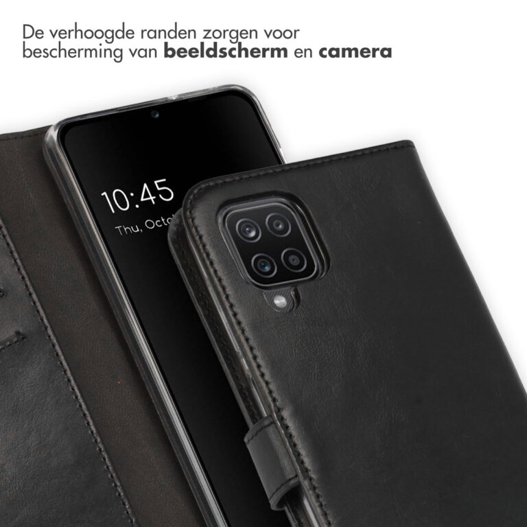 Selencia Echt Lederen Bookcase Samsung Galaxy A12 - Zwart - Afbeelding 2