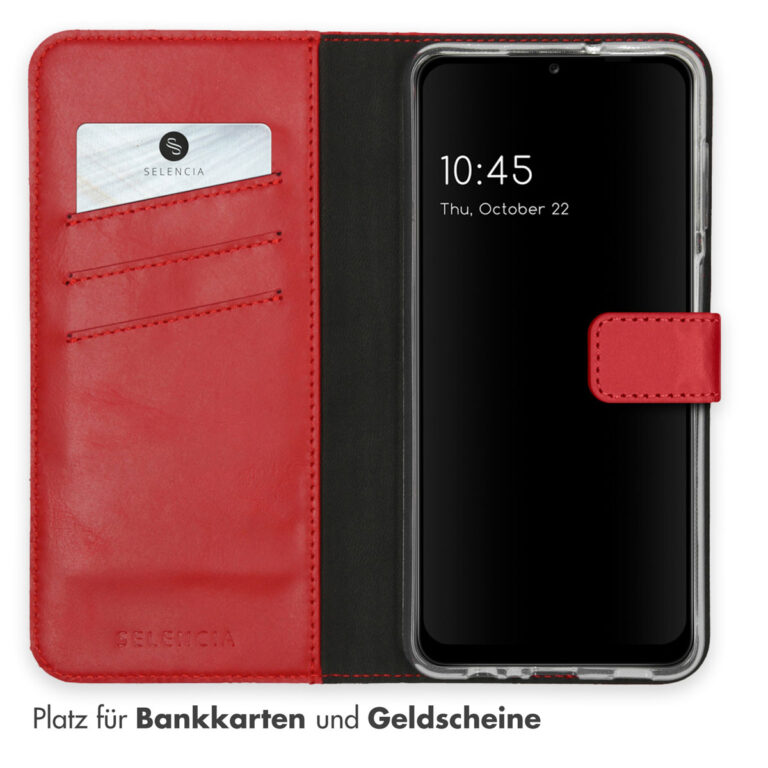 Selencia Echt Lederen Bookcase Samsung Galaxy A12 - Rood - Afbeelding 6