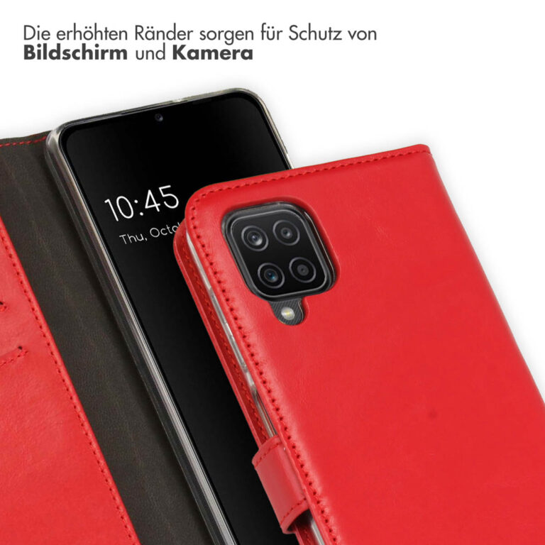 Selencia Echt Lederen Bookcase Samsung Galaxy A12 - Rood - Afbeelding 5