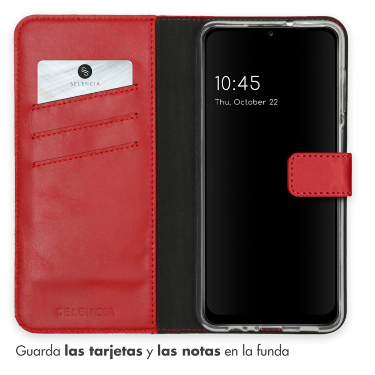 Selencia Echt Lederen Bookcase Samsung Galaxy A12 - Rood - Afbeelding 3