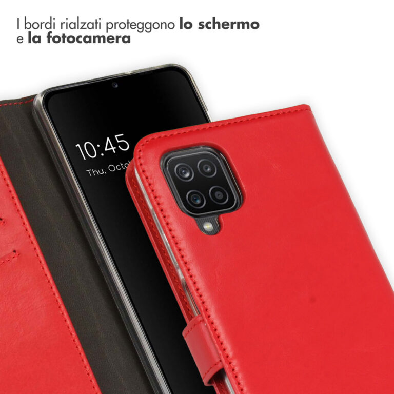 Selencia Echt Lederen Bookcase Samsung Galaxy A12 - Rood - Afbeelding 4