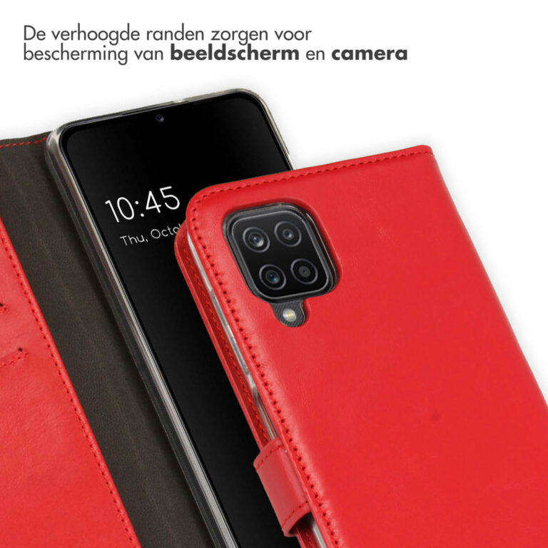 Selencia Echt Lederen Bookcase Samsung Galaxy A12 - Rood - Afbeelding 2