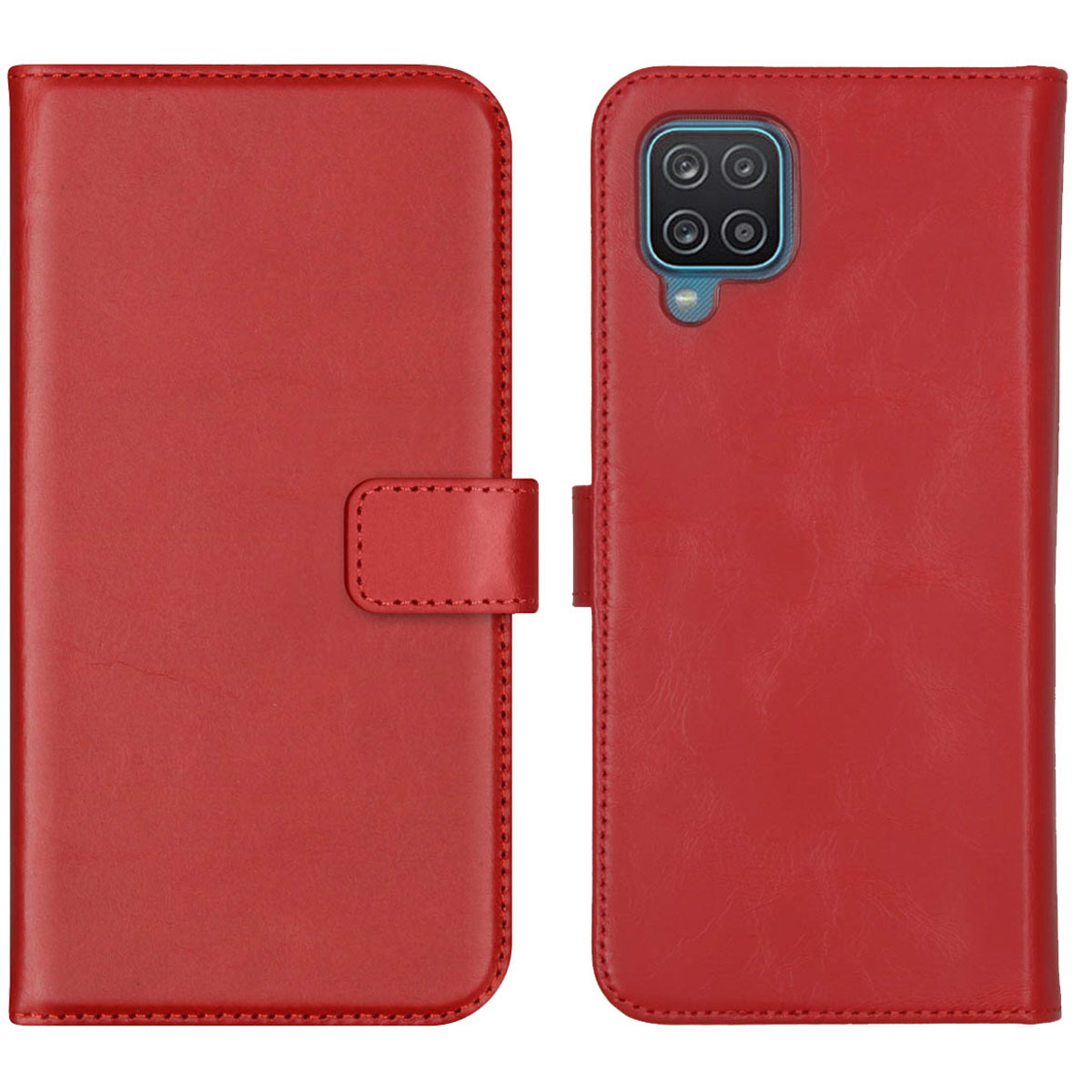 Selencia Echt Lederen Bookcase Samsung Galaxy A12 – Rood