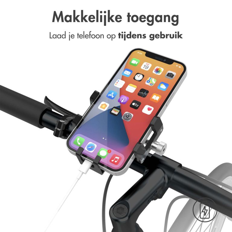 Accezz Telefoonhouder fiets - Verstelbaar - Universeel - Aluminium - Zwart - Afbeelding 3