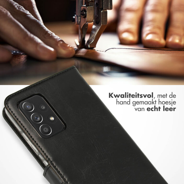 Selencia Echt Lederen Bookcase Samsung Galaxy A52(s) (5G/4G) - Zwart - Afbeelding 4