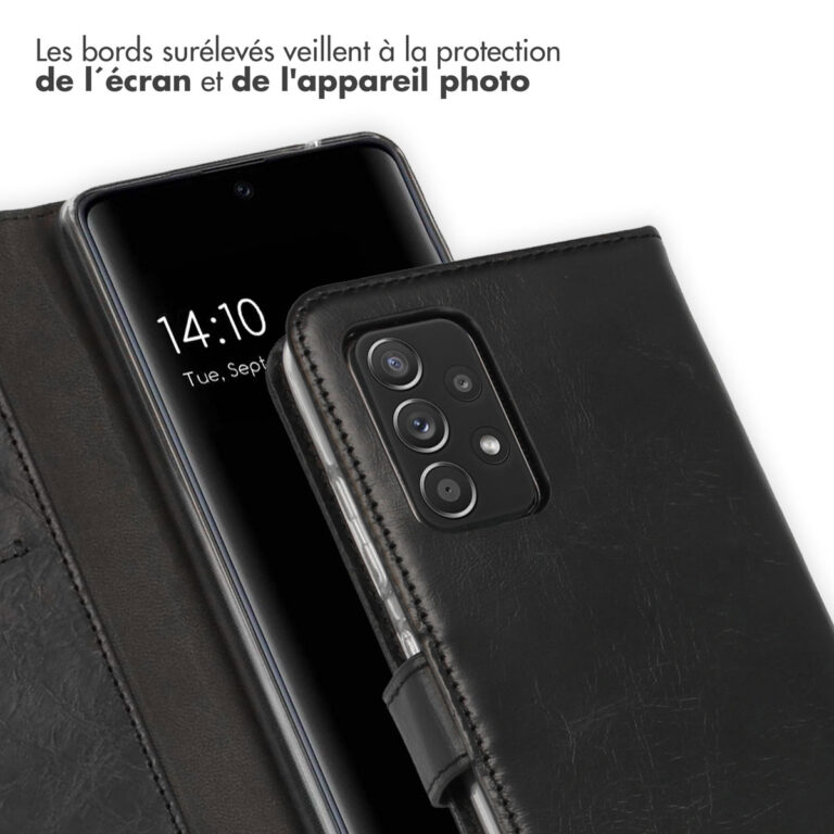 Selencia Echt Lederen Bookcase Samsung Galaxy A52(s) (5G/4G) - Zwart - Afbeelding 5