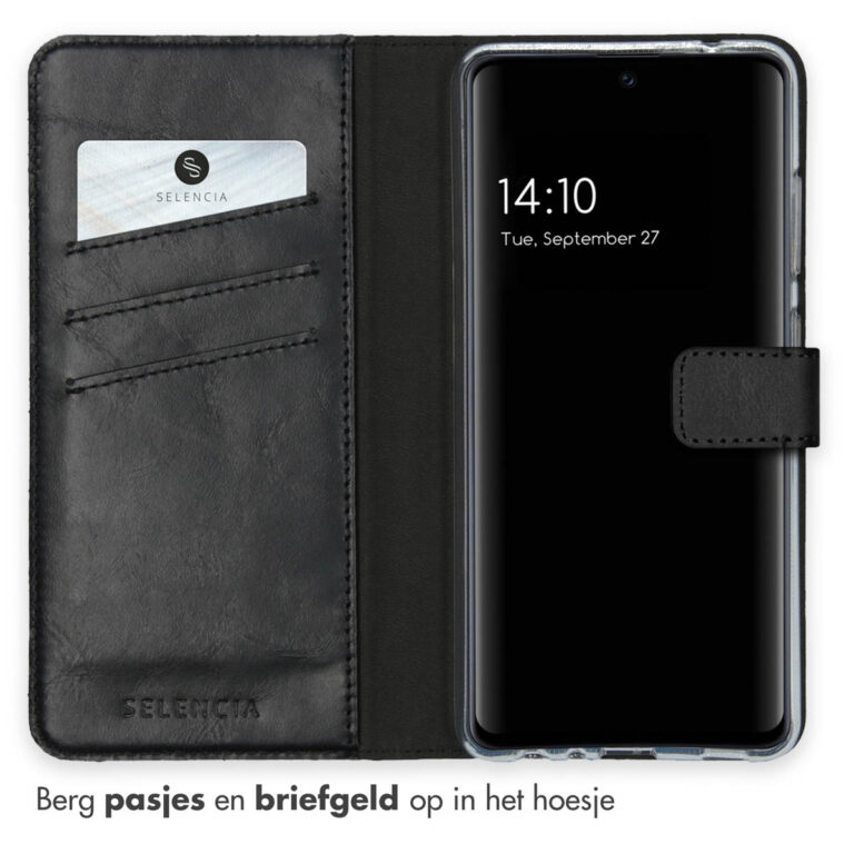 Selencia Echt Lederen Bookcase Samsung Galaxy A52(s) (5G/4G) - Zwart - Afbeelding 3
