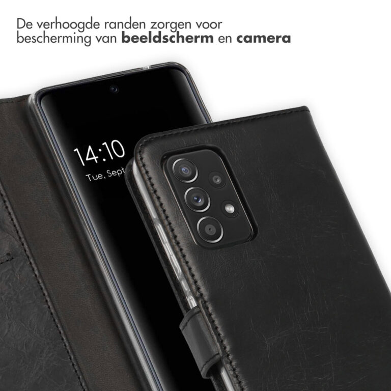 Selencia Echt Lederen Bookcase Samsung Galaxy A52(s) (5G/4G) - Zwart - Afbeelding 2