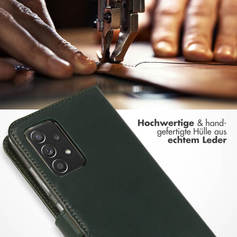 Selencia Echt Lederen Bookcase Samsung Galaxy A52(s) (5G/4G) - Groen - Afbeelding 10