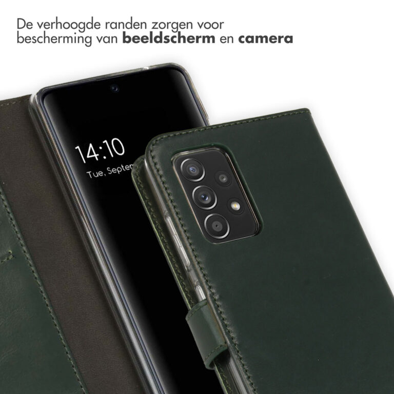 Selencia Echt Lederen Bookcase Samsung Galaxy A52(s) (5G/4G) - Groen - Afbeelding 2