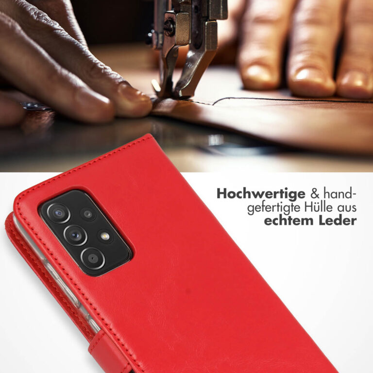 Selencia Echt Lederen Bookcase Samsung Galaxy A52(s) (5G/4G) - Rood - Afbeelding 10