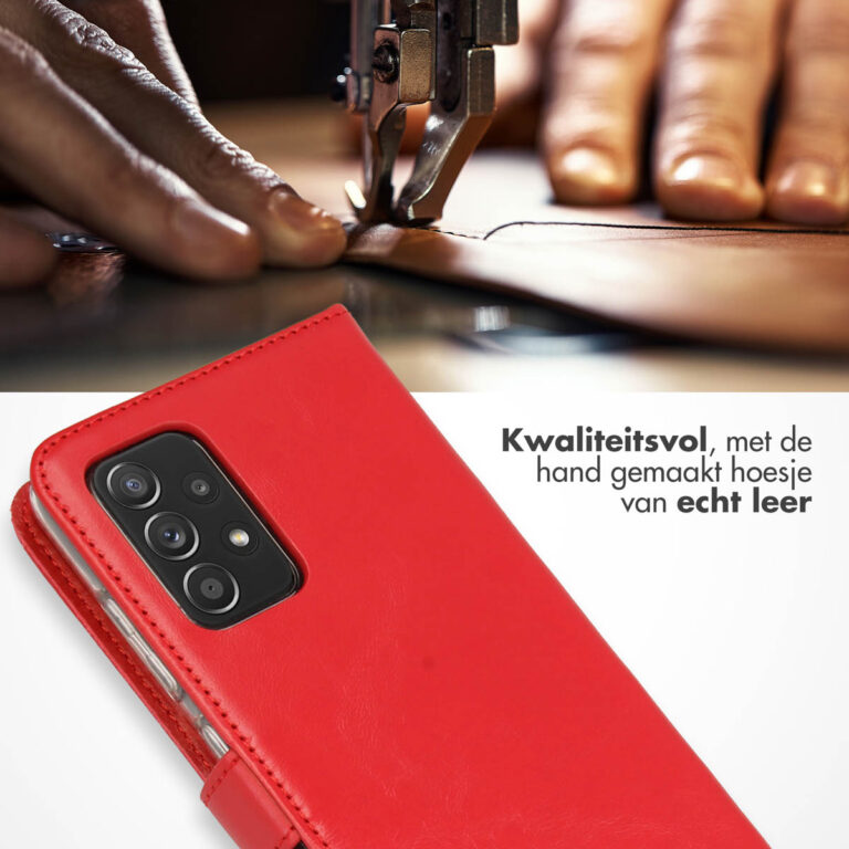 Selencia Echt Lederen Bookcase Samsung Galaxy A52(s) (5G/4G) - Rood - Afbeelding 4