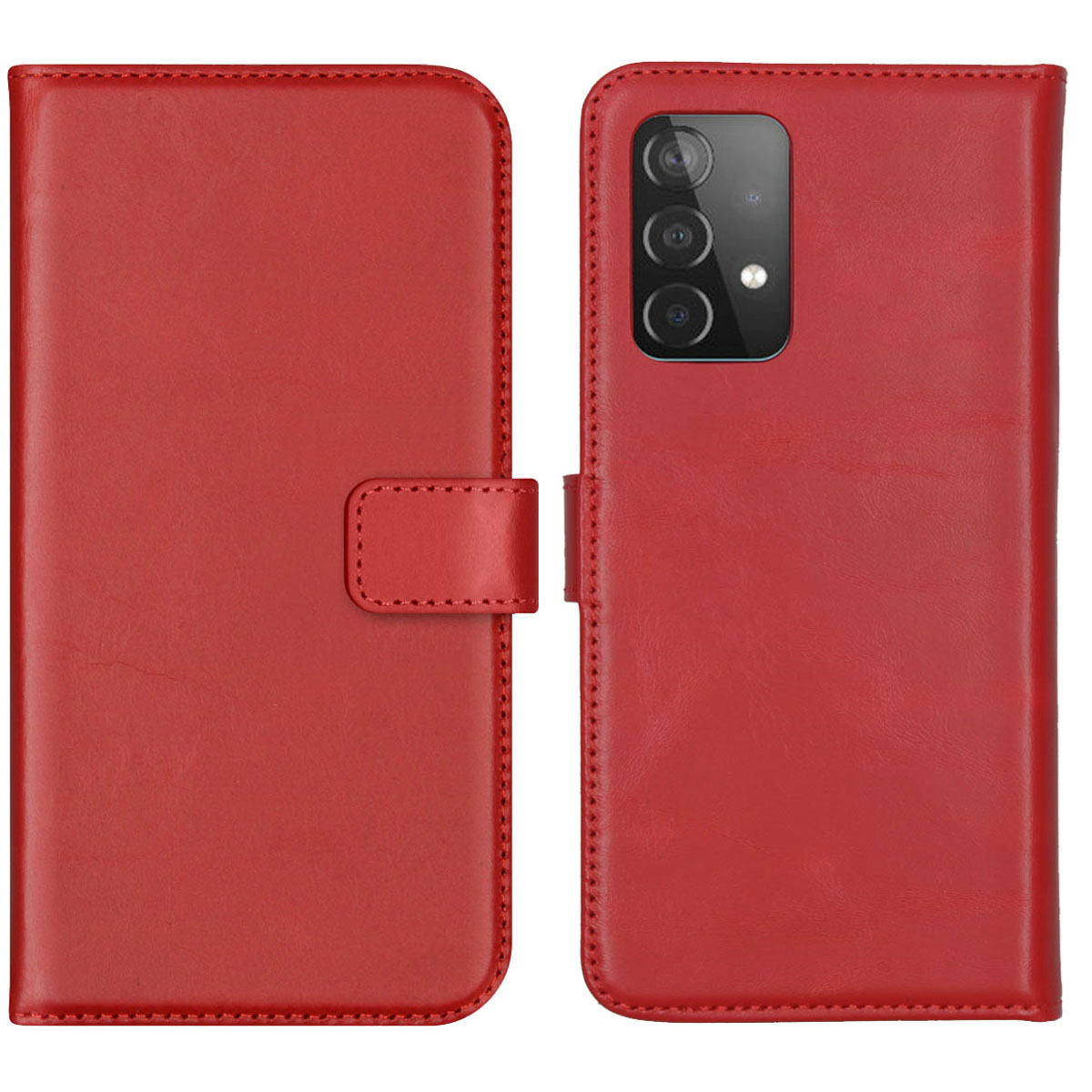 Selencia Echt Lederen Bookcase Samsung Galaxy A52(s) (5G/4G) – Rood