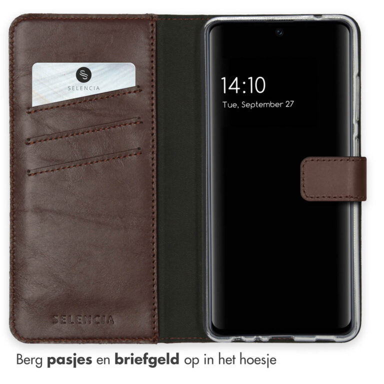 Selencia Echt Lederen Bookcase Samsung Galaxy A52(s) (5G/4G) - Bruin - Afbeelding 3