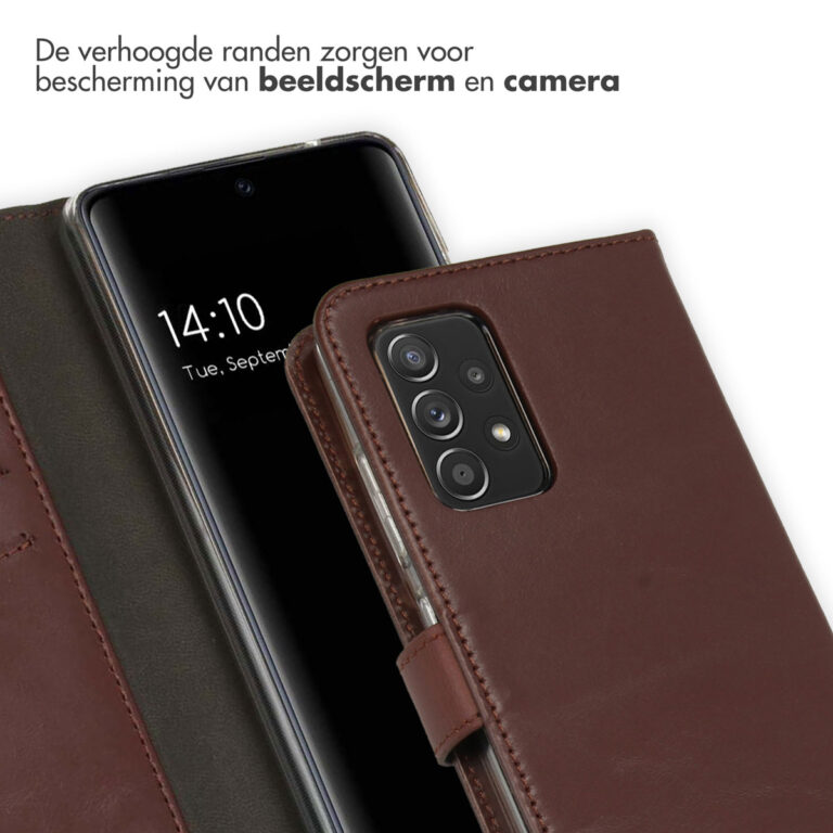 Selencia Echt Lederen Bookcase Samsung Galaxy A52(s) (5G/4G) - Bruin - Afbeelding 2