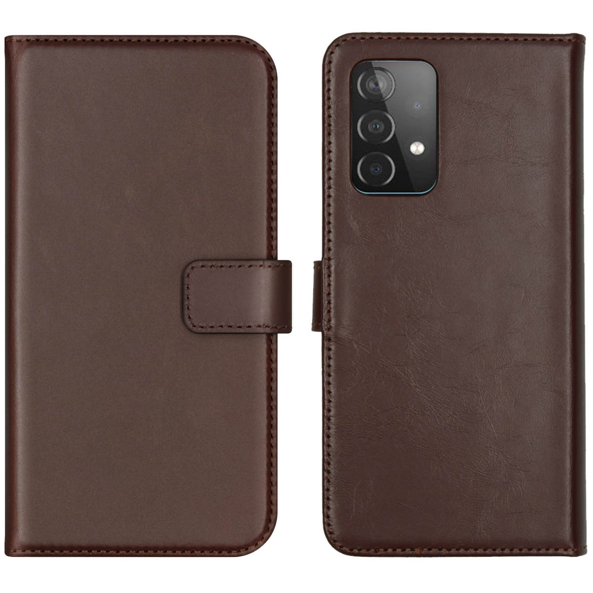 Selencia Echt Lederen Bookcase Samsung Galaxy A52(s) (5G/4G) – Bruin