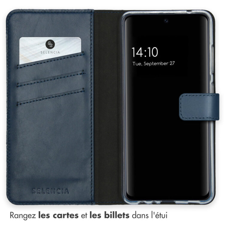 Selencia Echt Lederen Bookcase Samsung Galaxy A52(s) (5G/4G) - Blauw - Afbeelding 6
