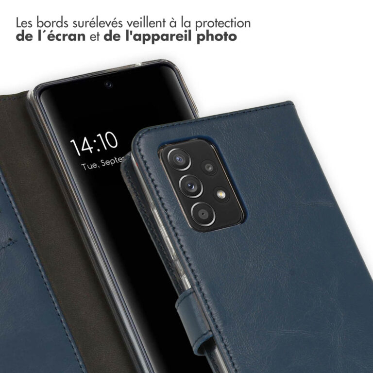 Selencia Echt Lederen Bookcase Samsung Galaxy A52(s) (5G/4G) - Blauw - Afbeelding 5