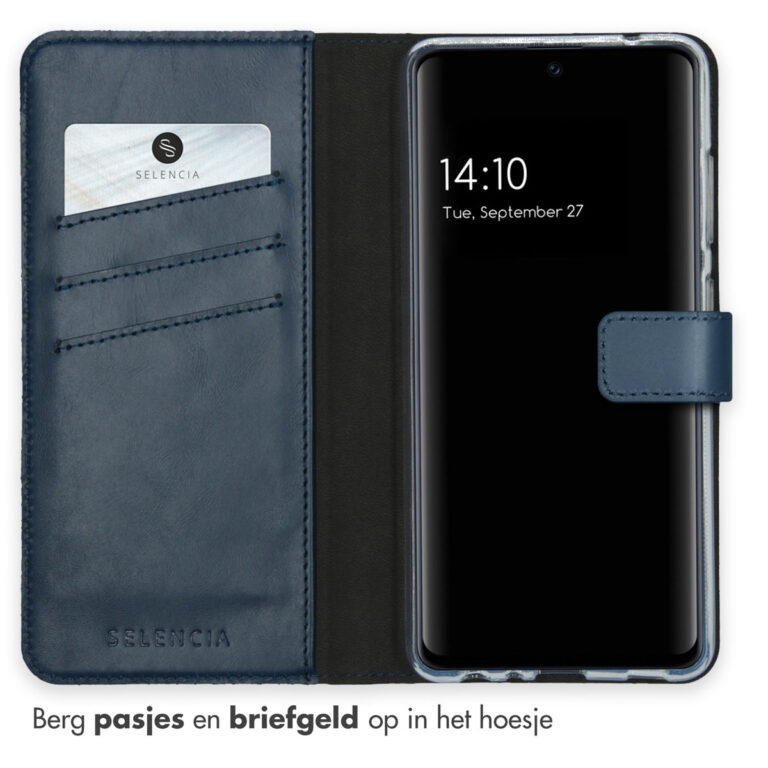 Selencia Echt Lederen Bookcase Samsung Galaxy A52(s) (5G/4G) - Blauw - Afbeelding 3