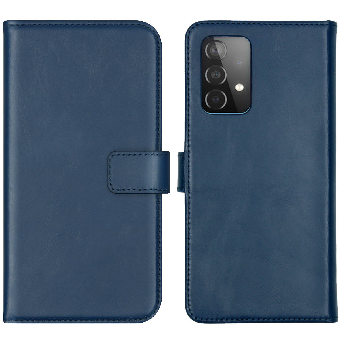 Selencia Echt Lederen Bookcase Samsung Galaxy A52(s) (5G/4G) – Blauw