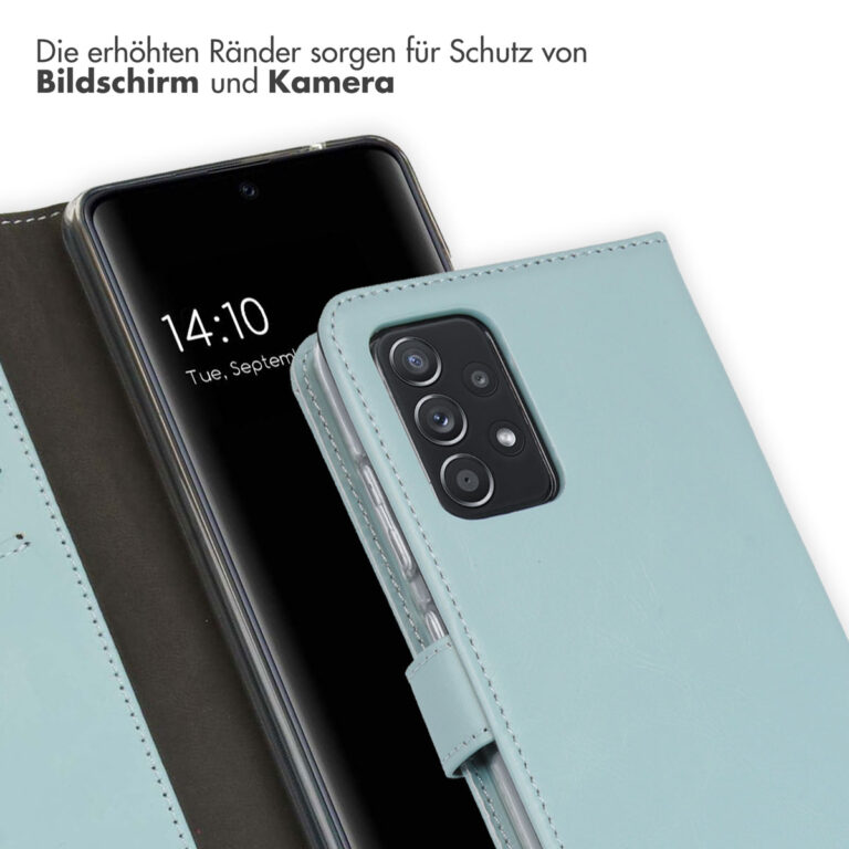 Selencia Echt Lederen Bookcase Samsung Galaxy A52(s) (5G/4G) -Lichtblauw - Afbeelding 8