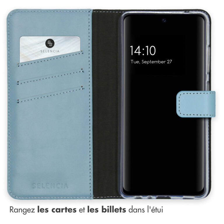 Selencia Echt Lederen Bookcase Samsung Galaxy A52(s) (5G/4G) -Lichtblauw - Afbeelding 6