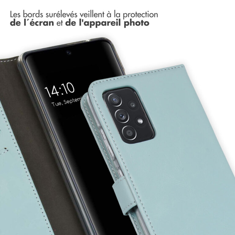 Selencia Echt Lederen Bookcase Samsung Galaxy A52(s) (5G/4G) -Lichtblauw - Afbeelding 5