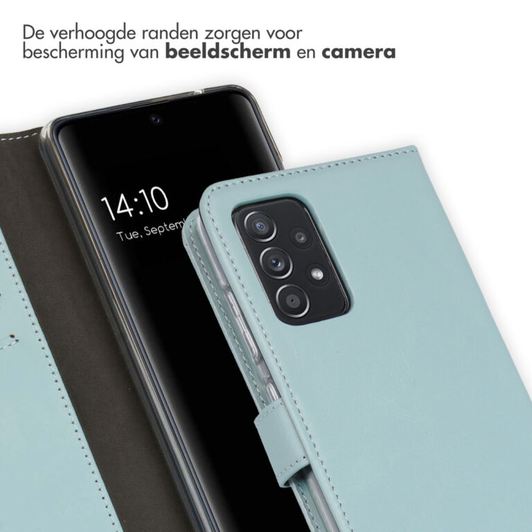 Selencia Echt Lederen Bookcase Samsung Galaxy A52(s) (5G/4G) -Lichtblauw - Afbeelding 2