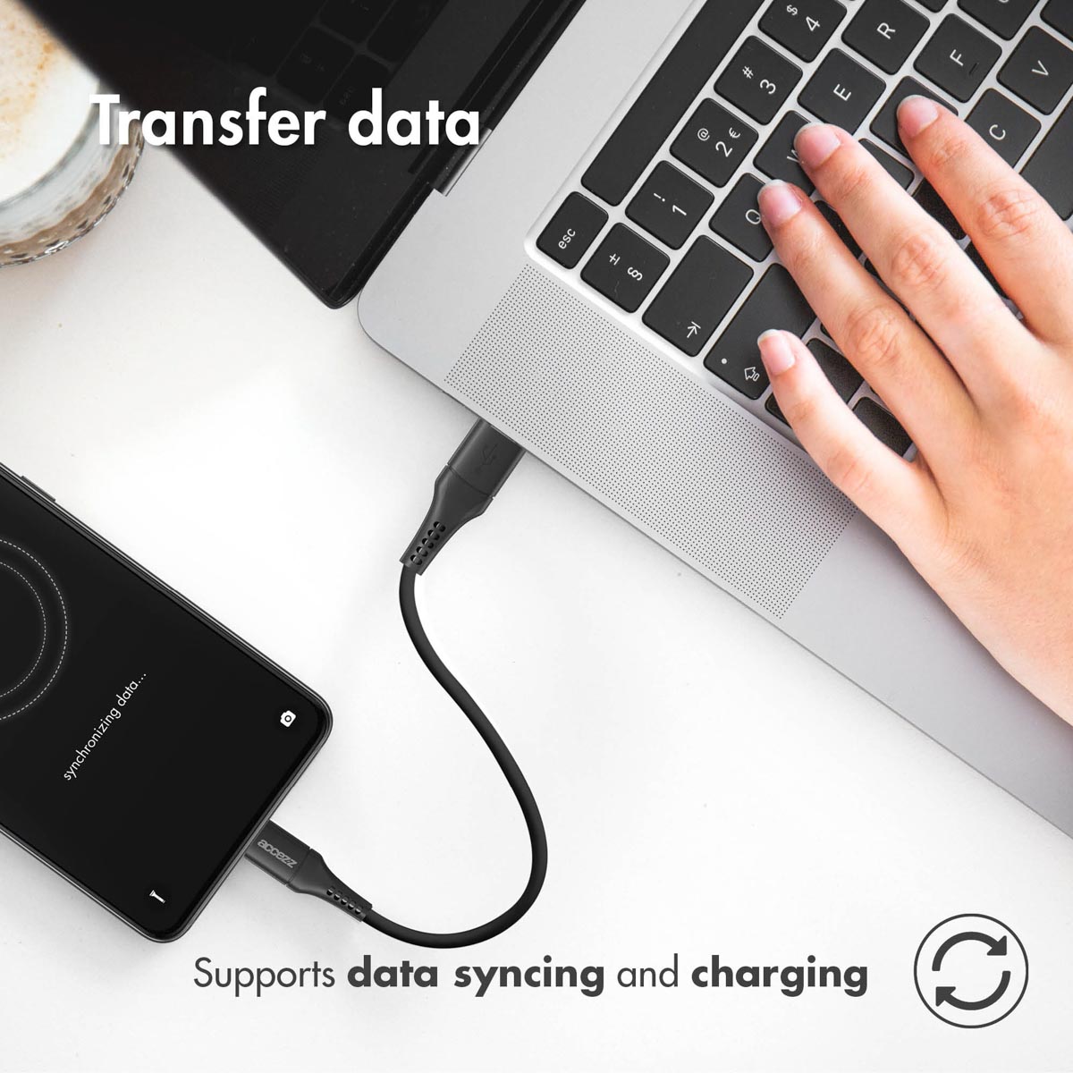 Accezz USB-C naar USB kabel - 0,2 meter - Zwart - Afbeelding 5