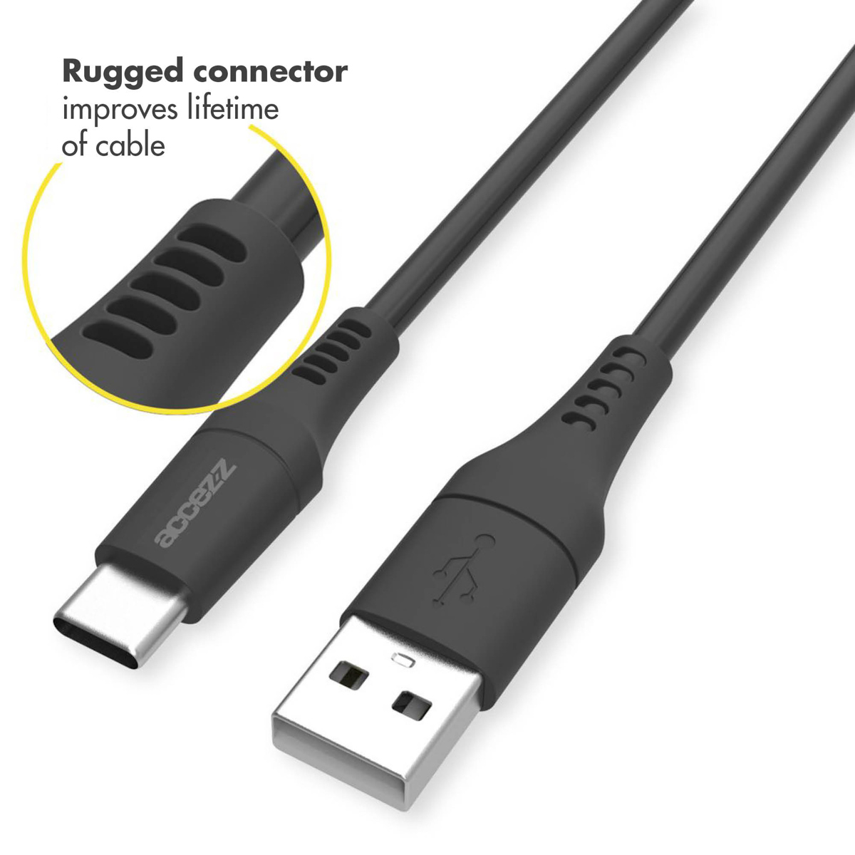 Accezz USB-C naar USB kabel - 0,2 meter - Zwart - Afbeelding 4