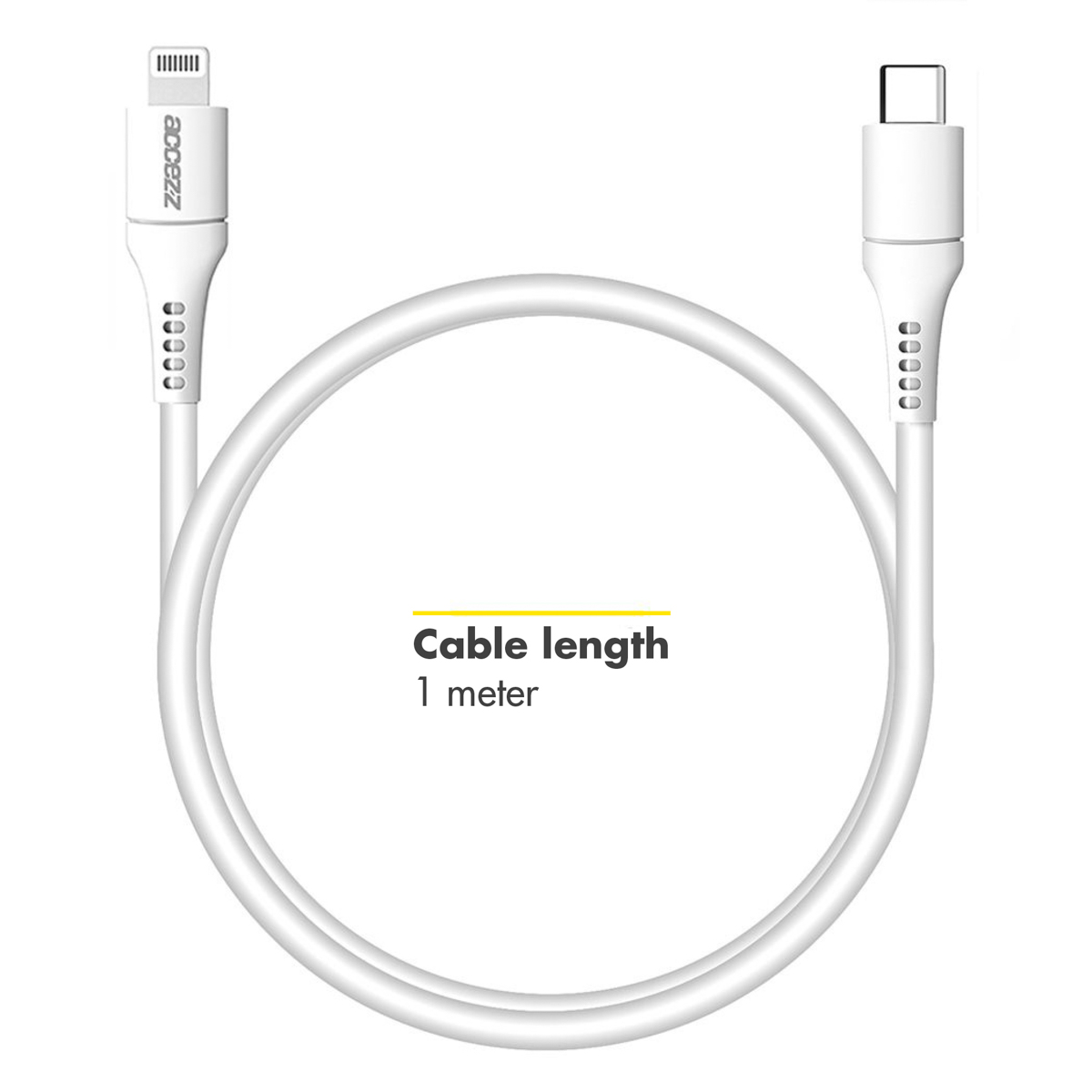 Accezz Lightning naar USB-C kabel - MFi certificering - 1 meter - Wit - Afbeelding 7